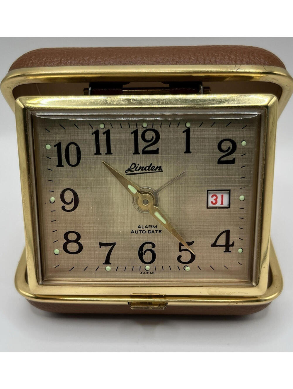 Vintage Linden Folding Travel Alarm Auto Date Clock-Parts Only-Non Working